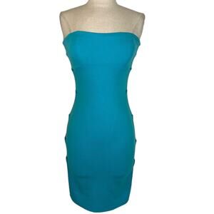 DONATING! LAST CHANCE! Turquoise blue strapless bodycon dress, size small mini